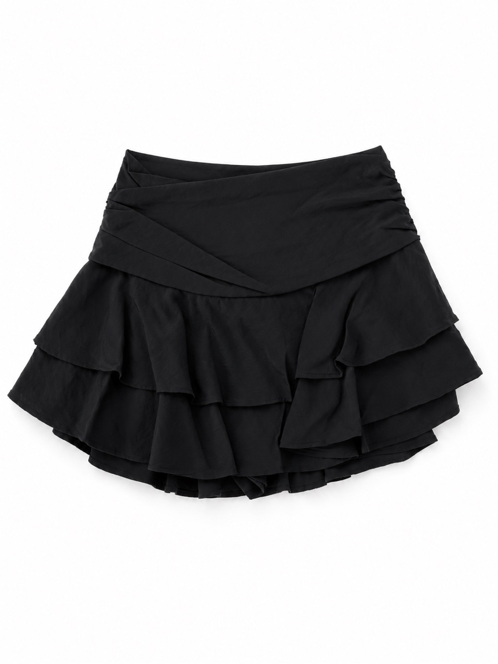Black Tiered Ruffle Mini Skirt